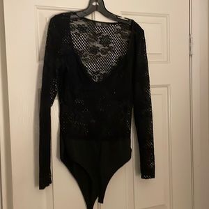 Black lace body suit with padding XL